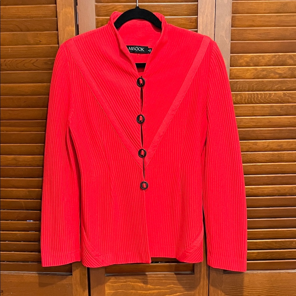 Misook Stylish Red Knit Jacket